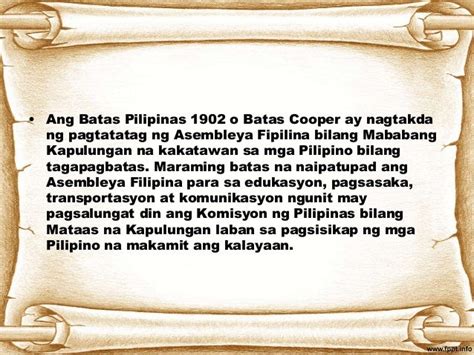 BATAS PILIPINAS NG 1902 (BATAS COOPER) .